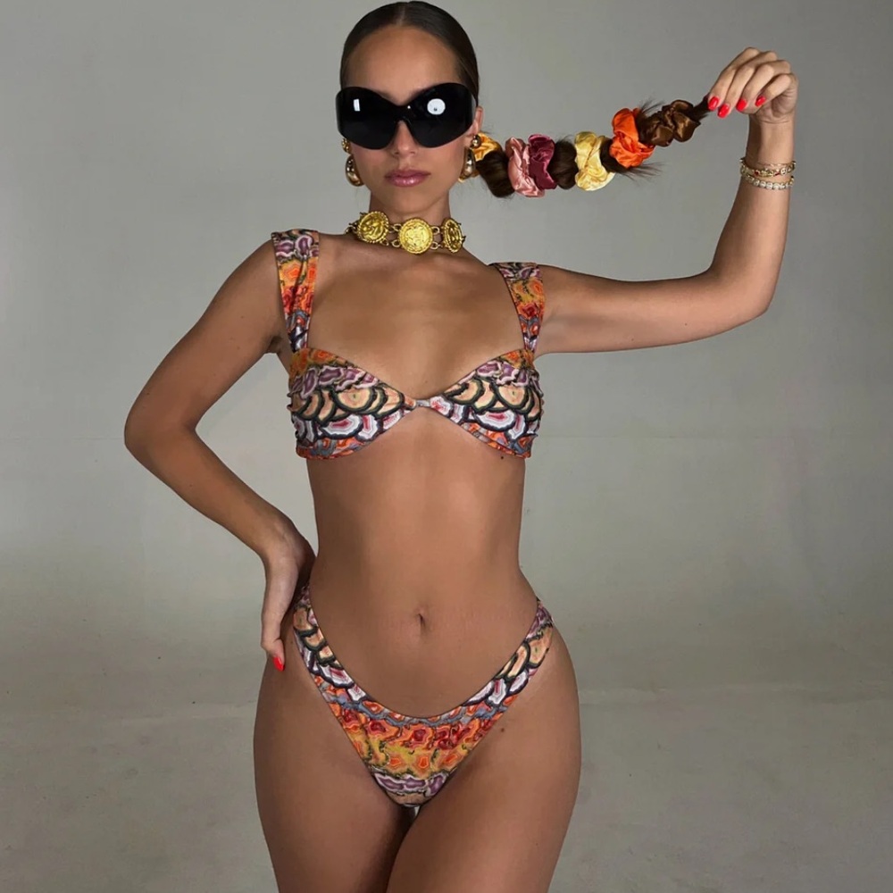 STRAWBERRY MILK MOB Tiger Tail Top and Bottom Bikini Set
